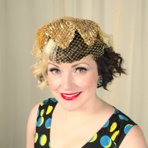 1950s Gold Point Sequin Cap Hat