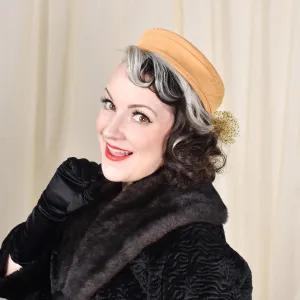 1950s Golden Vintage Pillbox Hat