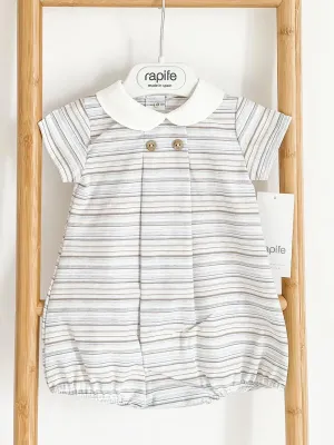 Boys Rapife Blue and Camel Stripe Peter Pan Romper