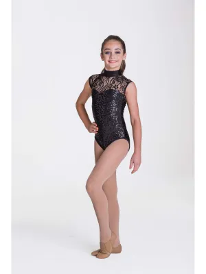 Deco Lace Leotard - Black