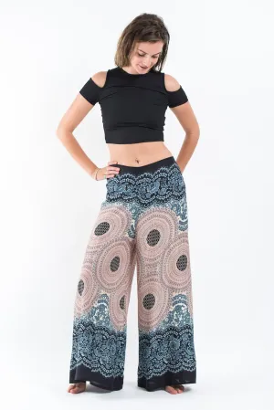 Geometric Mandalas Palazzo Style Harem Pants in Silver Gray