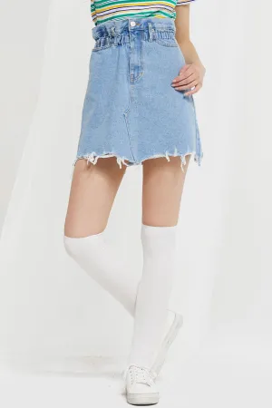 Lala Raw Edge Denim Skirt