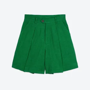 Lowie Linen Viscose Emerald Pleat Shorts