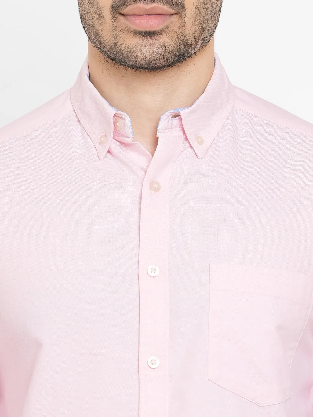 Men's Oxford Pink Cotton Regular Fit Shirt