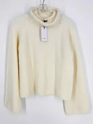 Oscar Size L Ivory Solid Wool Blend NEW Designer Sweater