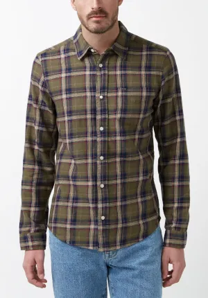 Sago Men’s Long-Sleeve Shirt in Olive Green Plaid - BM24029