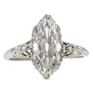 Vintage Marquise Cut Diamond Engagement Ring, 3.05ct.